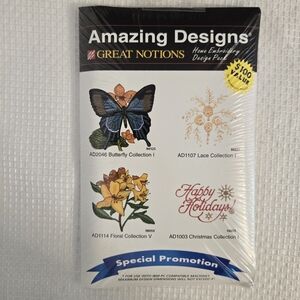 Amazing Designs Sewing Machine Home Embroidery Pack Great Notions IBM-PC